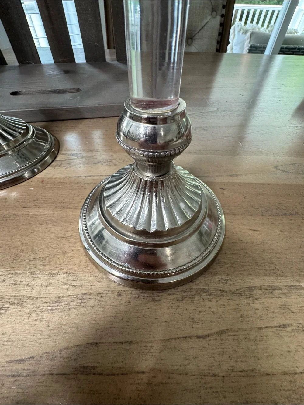 Corinthian Style Silver-Plated Candlesticks, set of 2